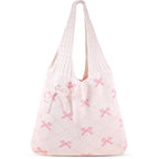 The Rosalie Bow Crochet Tote | Cute Woven Shoulder Bag for Women