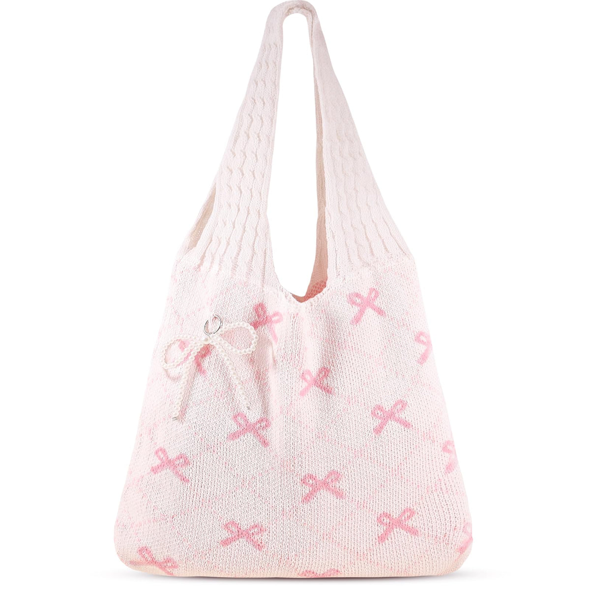 The Rosalie Bow Crochet Tote | Cute Woven Shoulder Bag for Women