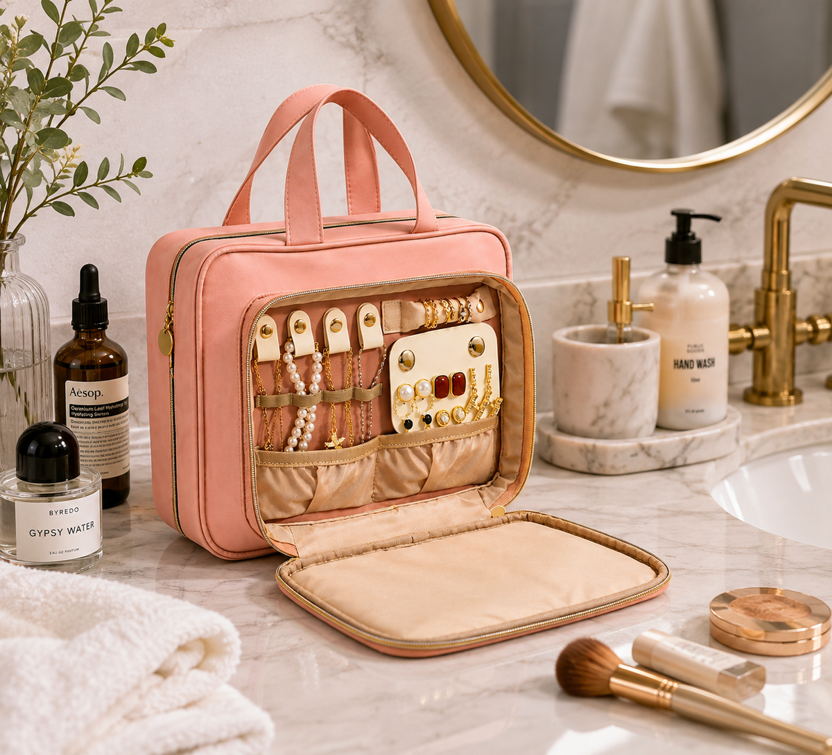 double-sided cosmetic toiletry and jewelry bag travel organizer Pink & Base Lululemon Bags for Men friendly packing Model:CUDC150XGA (RH) *Pre-Order; Est Ship Date July 2026*