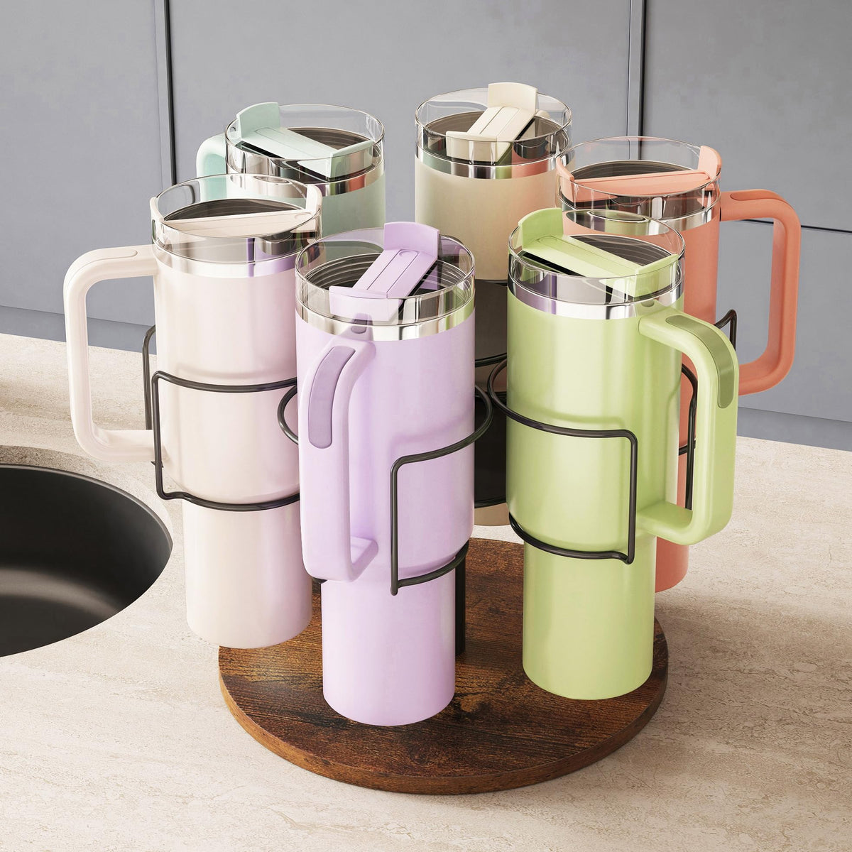 The Lumi Rotating Tumbler Organizer | 360° Cup & Bottle Storage